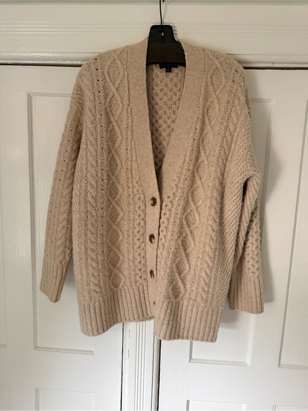 J. Crew Beige Cable-Knit Button Cardigan